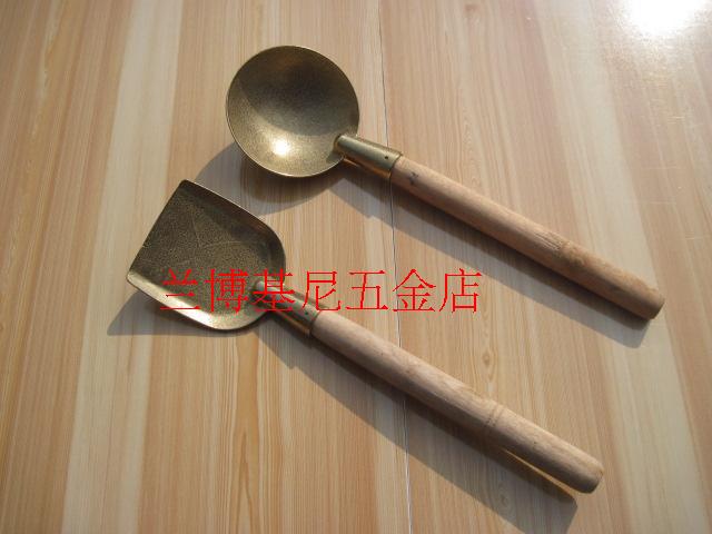 Copper spoon of egg dumpling spoon fried spoon pure brass pure hand - made copper cast fake material without fake