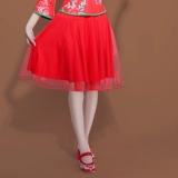 Юбка, красный белый танцующий чай улун Да Хун Пао, для среднего возраста