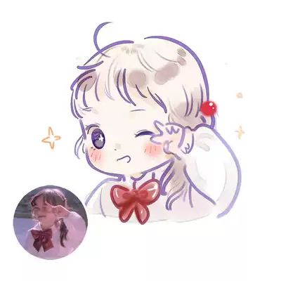 Japanese soft cute cute cartoon couple pure hand-painted design Live Photo to Q version of cute head Cartoon Cartoon customization