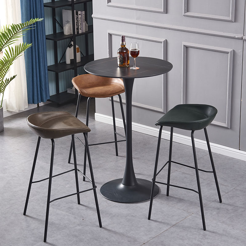 Bar Bench Retro Saddle Leather Saddle Leather High Footstool Industrial Wind Island American Light Lavish Bench Iron Art Nordic Brief Modern