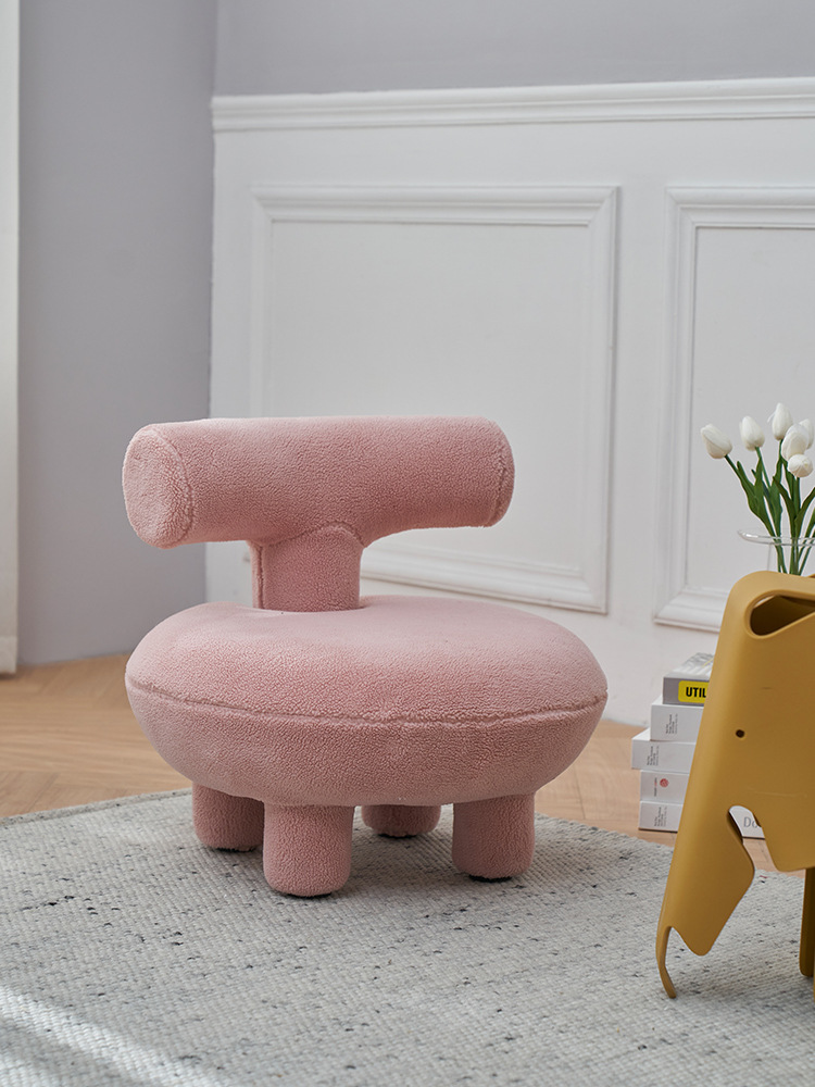 Children's small sofa chair living room bedroom cute creative small apartment children's imitation lamb wool sofa chair pink blue