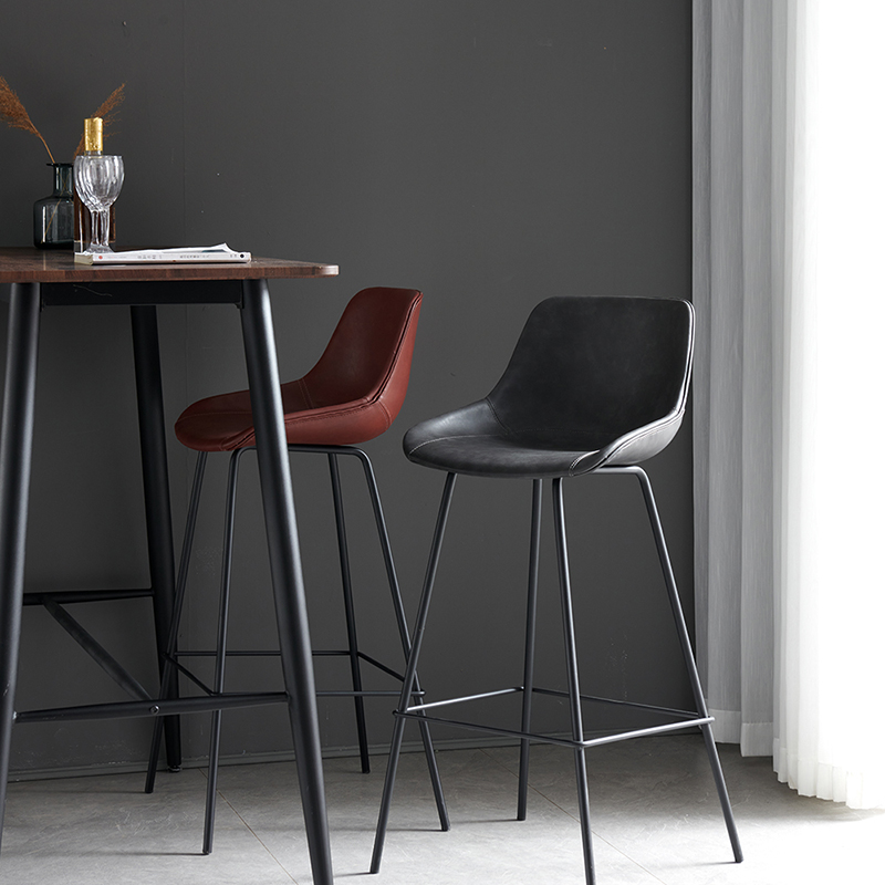Light luxury bar chair Nordic modern minimalist high stool retro bar chair Nakajima iron high stool high back