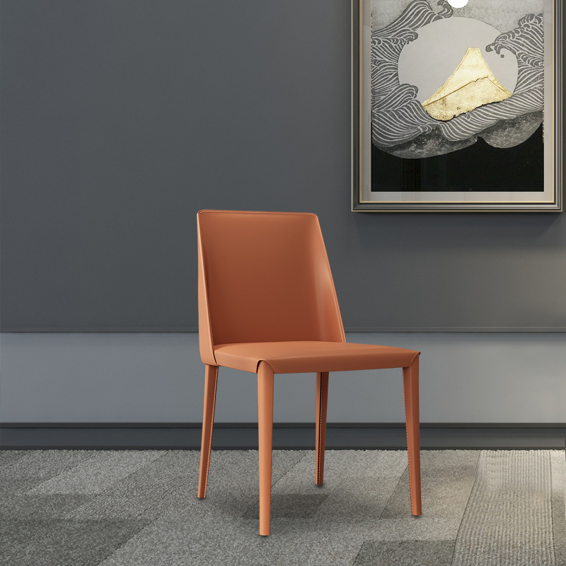 Extremely minimalist dining chair Nordic home leaning back chair Saddle Leather Saddle Leather Desk Chair Hotel Café full dress adult stool