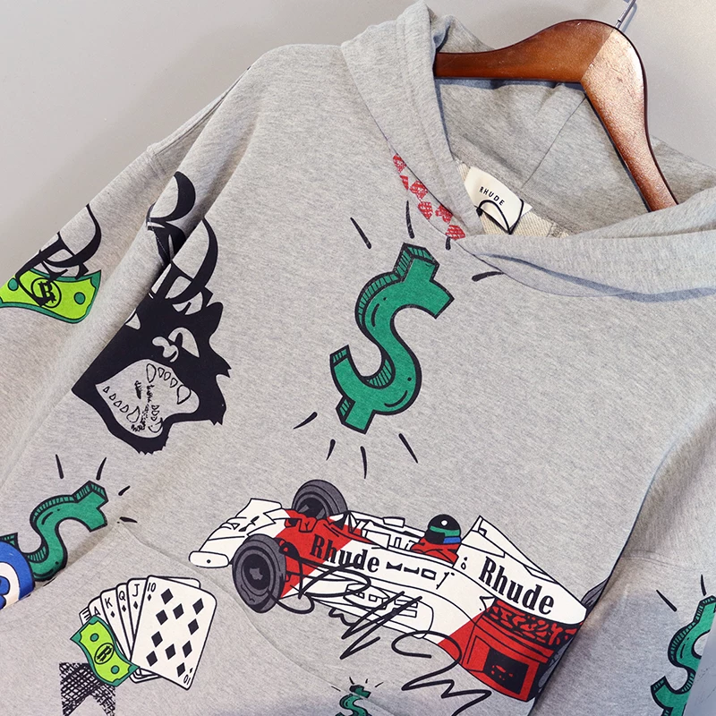 Худи Rhude Doodle Hand -painted Graffiti Graffiti Мужчины Женщины Шапка Штыри Шляпа Удержание Шляп Зимний Осень и Зима