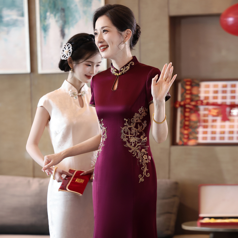 Zitangxi Mom's High-End Luxurious Wedding Banquet Dress, Mother-In-Law's Qipao Dress, Wedding Party Dress Zitangxi Mom's High-End Luxurious Wedding Banquet Dress, Mother-In-Law's Qipao Dress, Wedding Party Dress