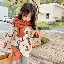 Korean girls sweater 2022 winter new soft waxy wool thick sweater skirt foreign style baby knitted top