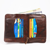 Real leather headlayer cow leather handmade men buckle lap retro to make old portable wallet vertical 2020 new pints