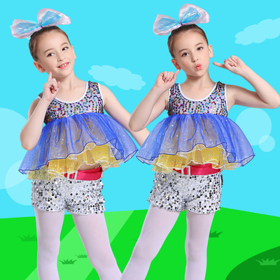 Jazz Dance Costumes elegant abacus clatters children&apos;s acting clothes Children&apos;s acting clothes sequins Jazz dance clothes Pengpeng skirt