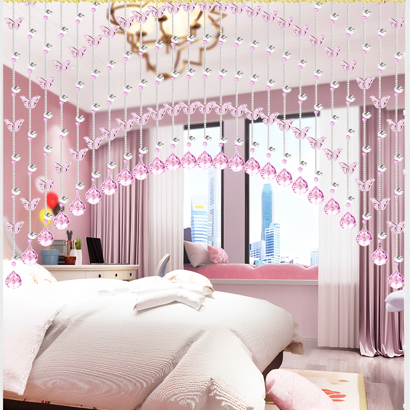 Living Room Door Curtain with Crystal Beads and Butterfly Decoration, Simple Living Room Partition Curtain, Bedroom Corridor Aisle Divider, No Drilling Required Living Room Door Curtain with Crystal Beads and Butterfly Decoration, Simple Living Room Partition Curtain, Bedroom Corridor Aisle Divider, No Drilling Required