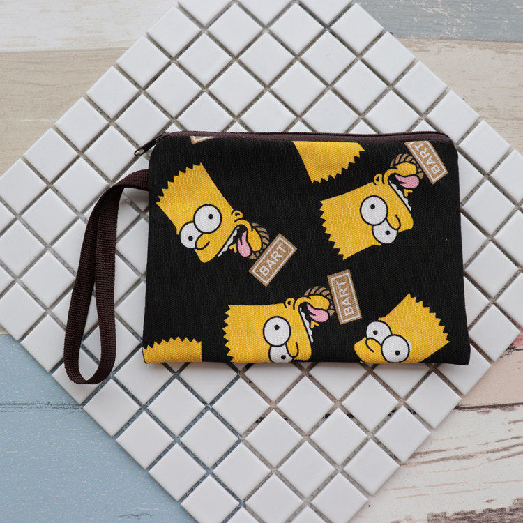 Cute Cartoon Cloth Art Canvas Simpson Sponge personality Mobile phone Take care Wrist Bag Zero Money Key Makeup Bag bag
