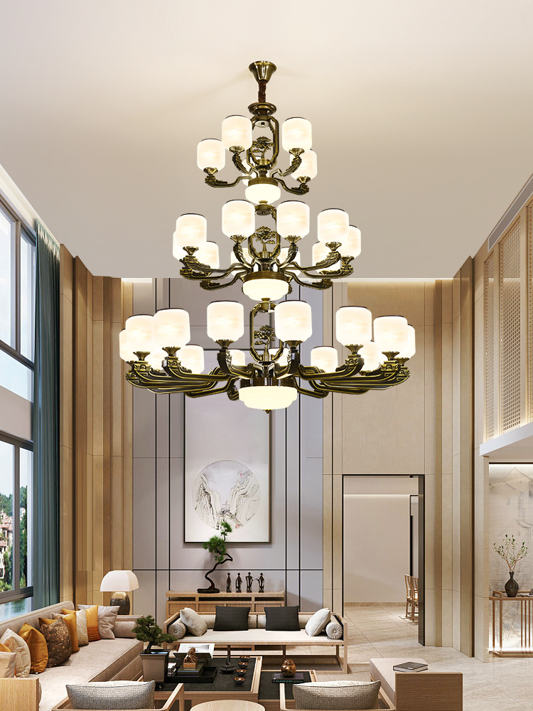 Villa duplex building large chandelier building middle building new Chinese lamps luxury living room lamp building middle building hall three-story lamps
