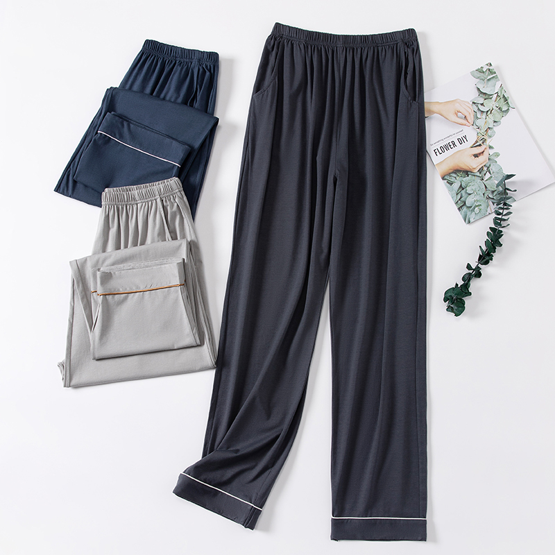 Summer Men's Modal Cotton Thin Ice Silk Pajama Pants Loose Sleep Pants Men's Plus Size Long Pants Men's Home Pants