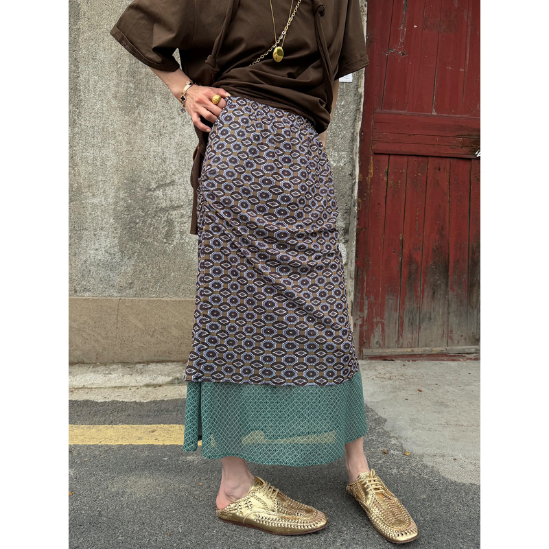 Qiu Xiaoxiaoliya Retro Design Skirt 2026 New Summer Niche Loose Slimming Printed Skirt