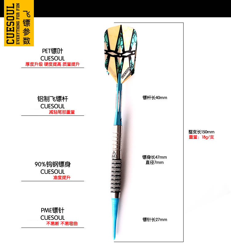 Hoa Kỳ CUESOUL / Q d phi tiêu mềm điện tử chuyên nghiệp chính hãng kim 18 gram phi tiêu thép vonfram loại đua - Darts / Table football / Giải trí trong nhà phi tiêu sắt