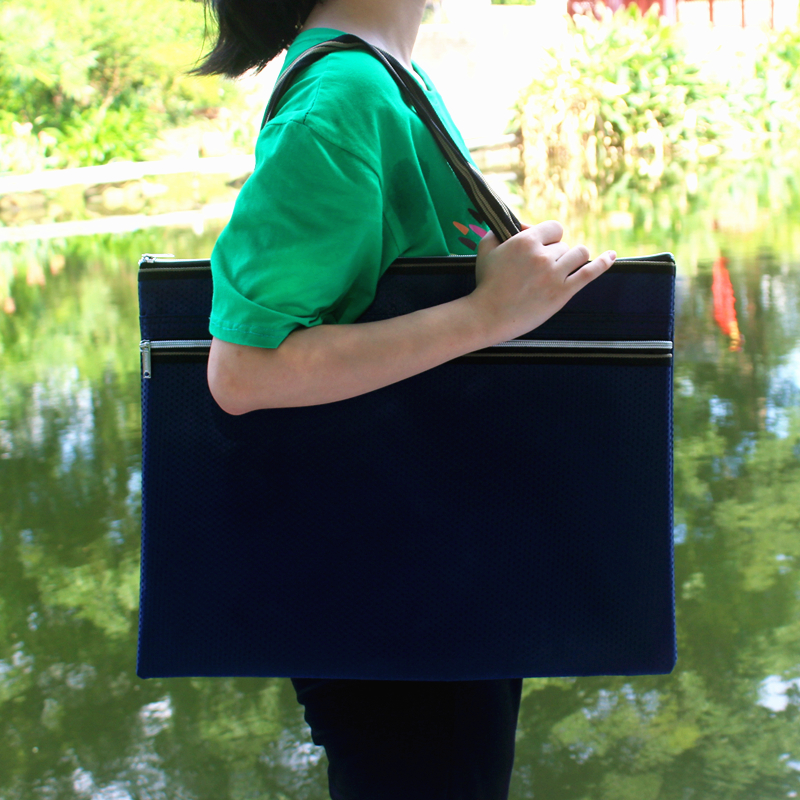 A3 Large canvas handbag Large capacity waterproof document bag Thickened information bag Zipper bag Student art bag