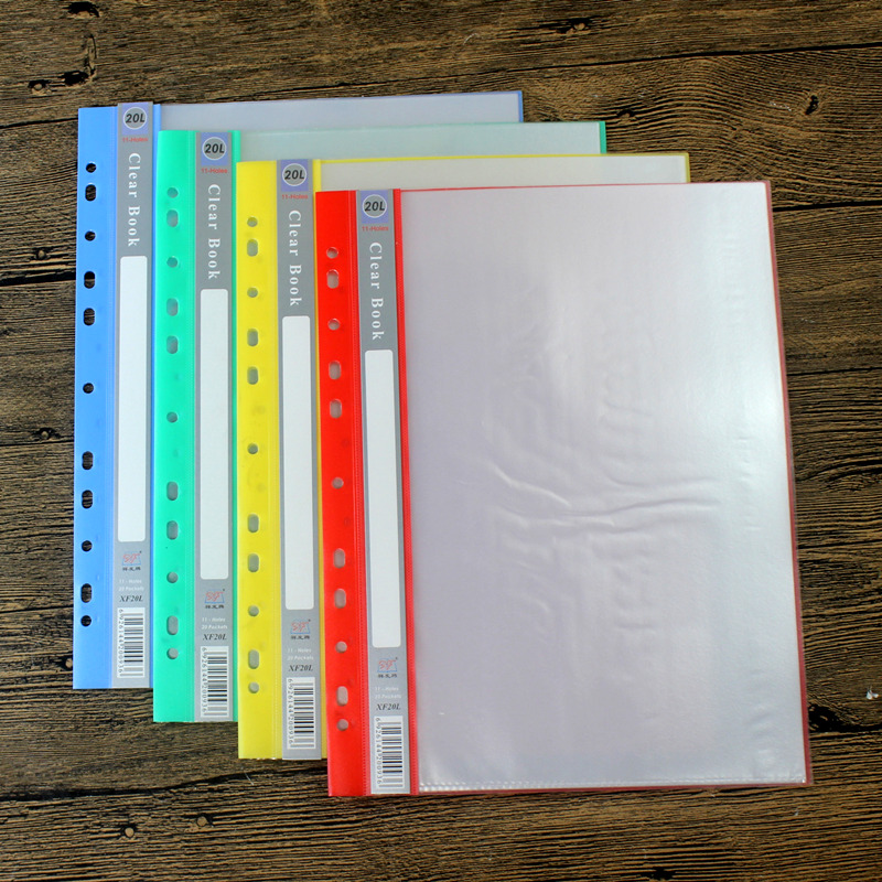 Transparent A4-11 hole 20 page plug folder Multi - layer Joy folder Folder Punch binding insert folder