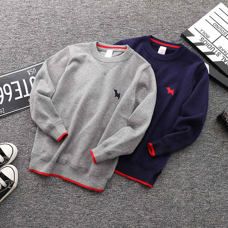 Autumn and winter boys pullover sweater Children's male crew neck sweater Large children's base sweater Casual knitwear children's clothing trend