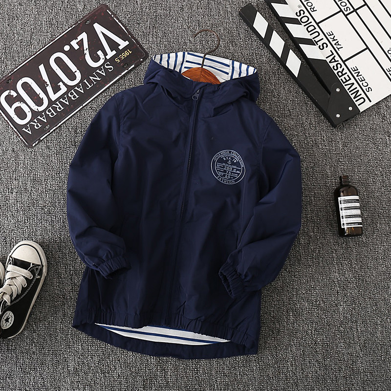 Spring and Autumn Boys Hooded Casual Cardigan Coat Children's New Autumn Children's Western Style Thin Coat Trend