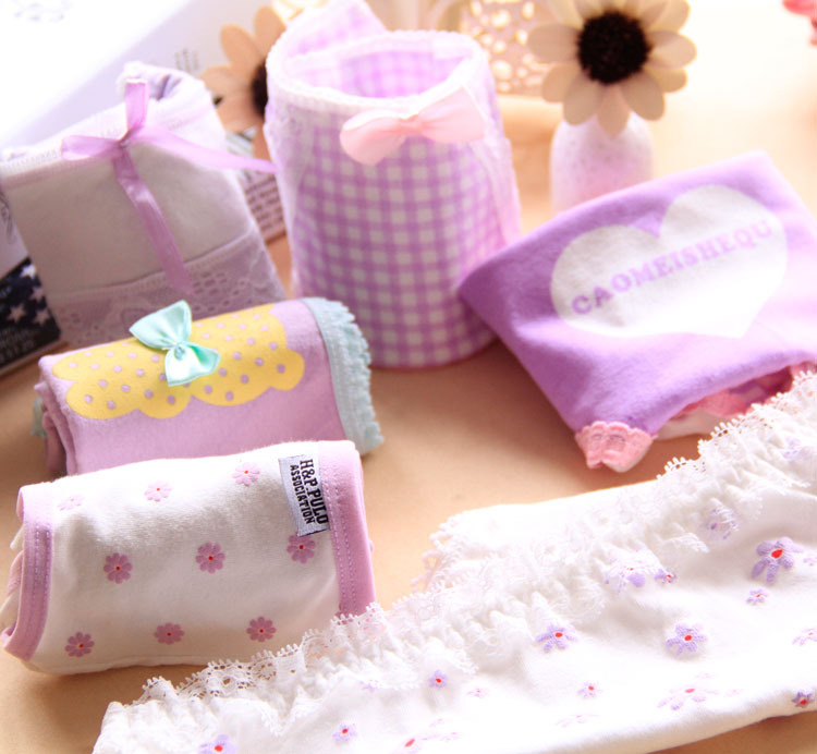 Quần lót Hộp quà tặng Đồ lót nữ Cotton dễ thương Cotton Đồ lót nữ Hộp quà tặng 6 Gói C Khu vực quan lot nu trung nien