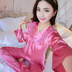 Bộ đồ ngủ nữ lụa mùa thu dài tay phiên bản Hàn Quốc của bộ đồ ngủ gợi cảm dành cho nữ mùa xuân và mùa hè mỏng phần băng lụa hai mảnh phù hợp với dịch vụ gia đình đồ bộ mặc nhà cao cấp hàn quốc Bộ Pajama