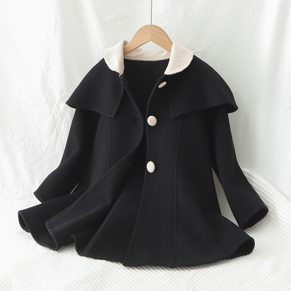 Girl's double face cashmere coat 2023 autumn winter new children Korean version of the baby Han version of the sea princess fur coat-Taobao