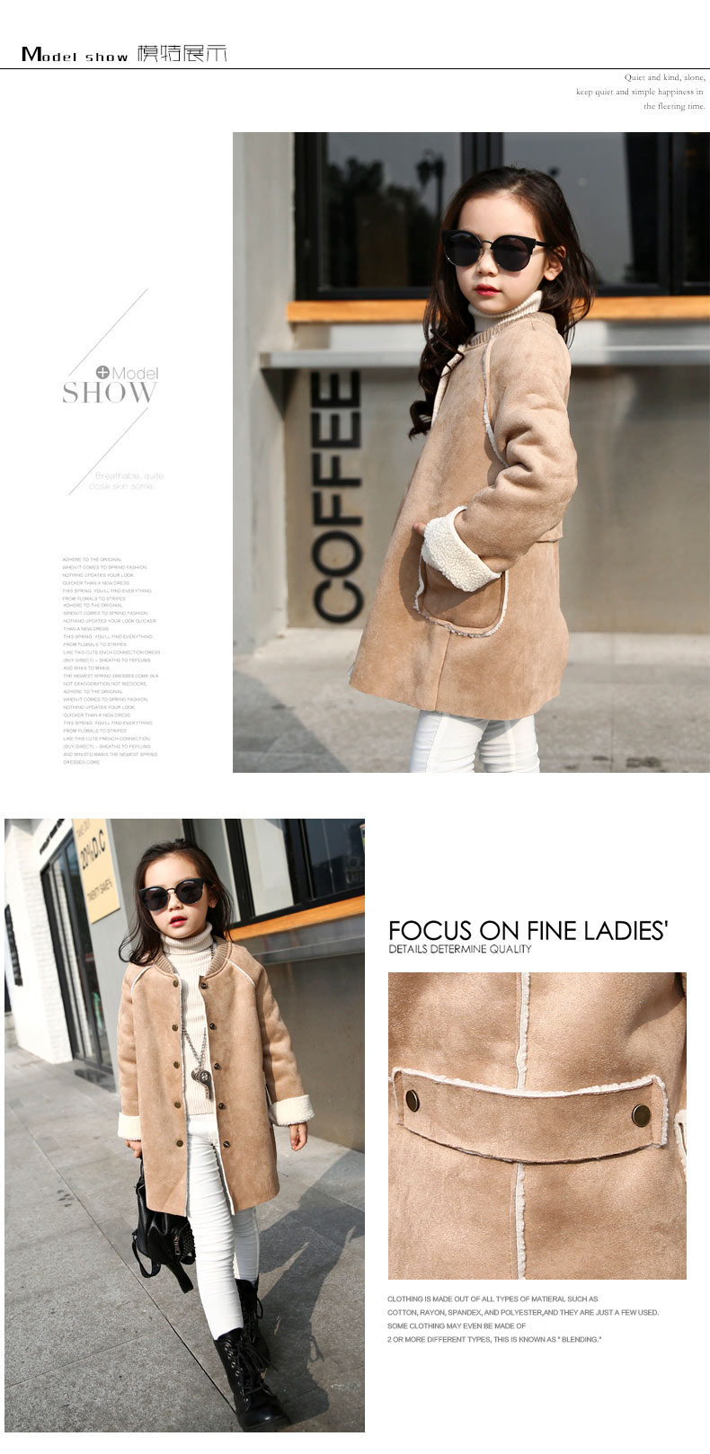 Manteau pour fille en cachemire - Ref 2162407 Image 16