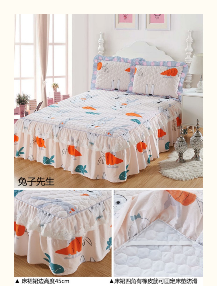 bông bông khăn trải giường dày trượt mảnh duy nhất của giường váy cotton Hàn Quốc bông cộng với phụ tấm 1,5 / 1,8 m giường - Váy Petti váy giường đẹp	