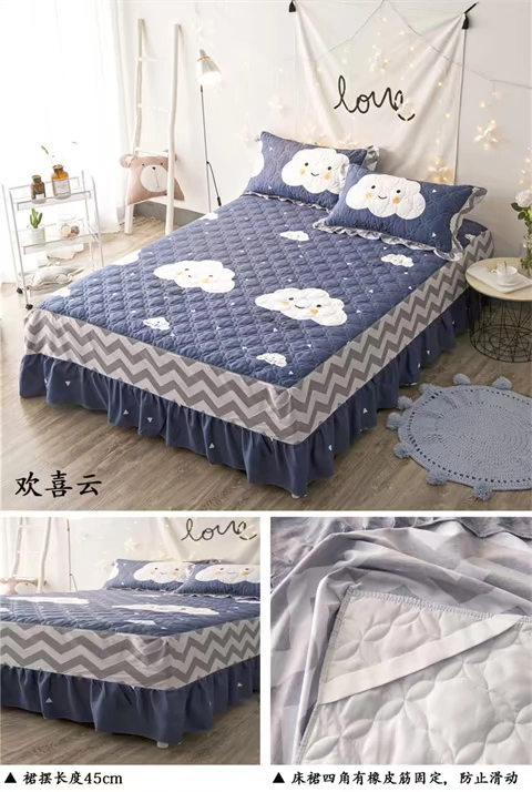 Dày bông khăn trải giường bông giường váy trong một mảnh nệm bìa trượt bông và giường bông tấm 1,5m 1.8m - Váy Petti