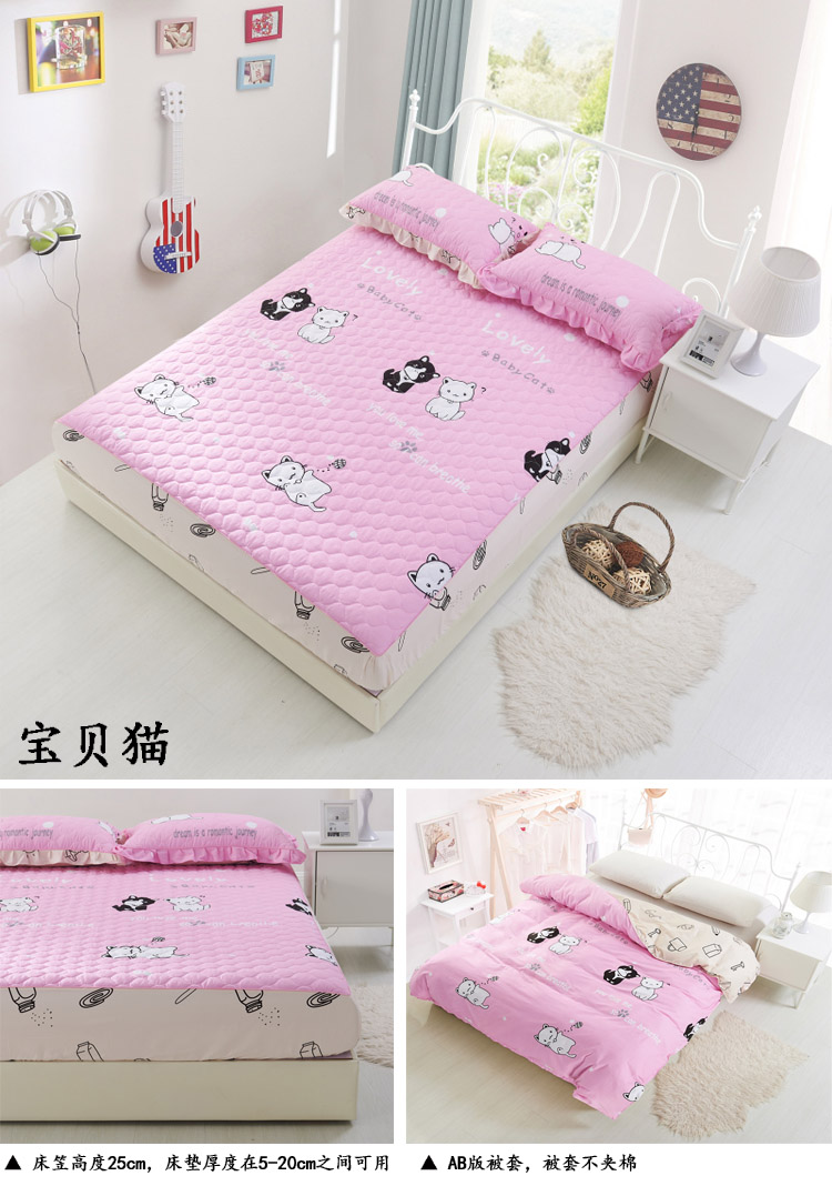 Bông trải giường có đệm lót tấm bạt lò xo đơn mảnh Bông cộng với khăn trải giường bằng vải bông Simmons mat chống trượt bảo vệ Ga chun chần Everon
