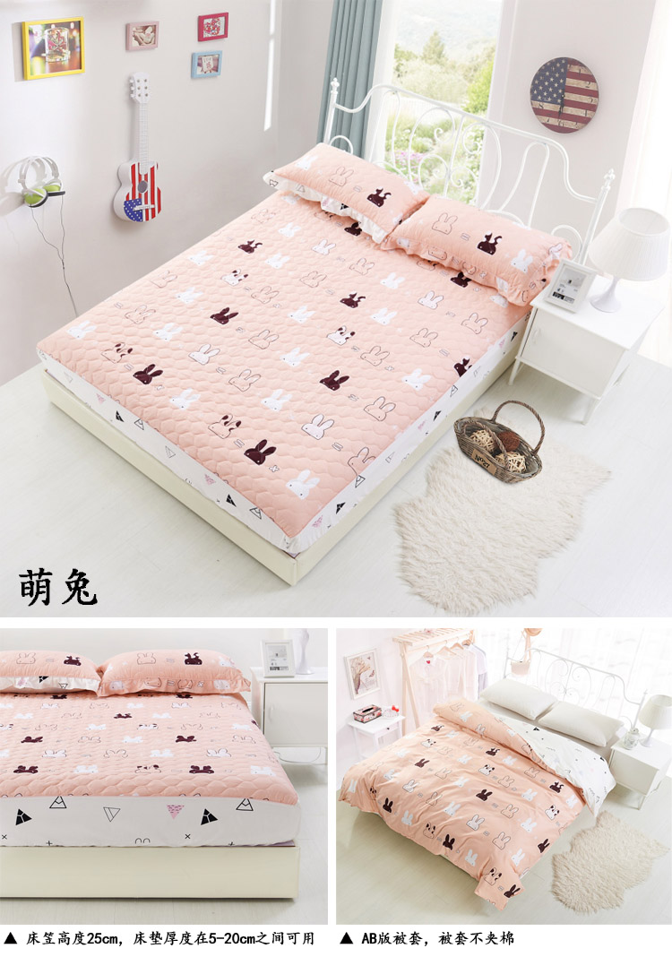Bông trải giường có đệm lót tấm bạt lò xo đơn mảnh Bông cộng với khăn trải giường bằng vải bông Simmons mat chống trượt bảo vệ Ga chun chần Everon