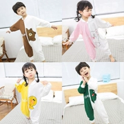 Bộ đồ ngủ trẻ em Xiêm cotton mùa thu / mùa đông cho bé Túi ngủ chống bé trai Bé gái bảo vệ bụng nội thất gia đình Plus nhung 3 tuổi