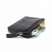 Japanese and Korean vegetable tanning leather short coin wallet female retro first layer cowhide manual zipper drivers license card coin bag male