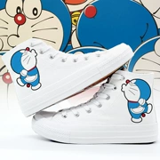 Doraemon giày máy mèo graffiti giày vải cao nữ nữ sinh viên đôi giày giày Nhật hoạt hình xung quanh - Plimsolls