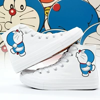 Doraemon giày máy mèo graffiti giày vải cao nữ nữ sinh viên đôi giày giày Nhật hoạt hình xung quanh - Plimsolls giày sandals nữ