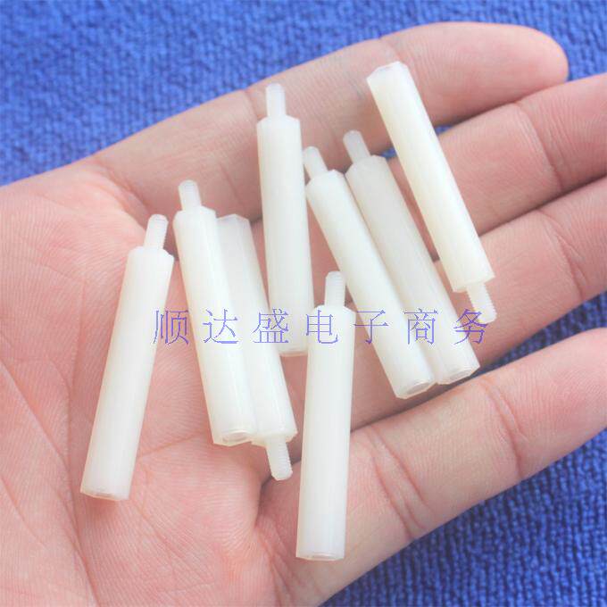 1 White M3X35 6 nylon hexagonal isolation column plastic single pass hexagonal stud outer hexagonal isolation column M3