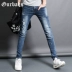 Quần jeans nam mùa thu Gurbaks phiên bản Hàn Quốc của quần thời trang Slim quần nam có lỗ thun nam quần jeans nam Quần jean