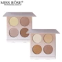 MISS ROSE 4 màu phấn ngọc trai nổi bật Làm sáng tông màu da Sửa chữa trang điểm màu nude Bột bóng Shadow Khay bóng mắt bắt sáng catrice