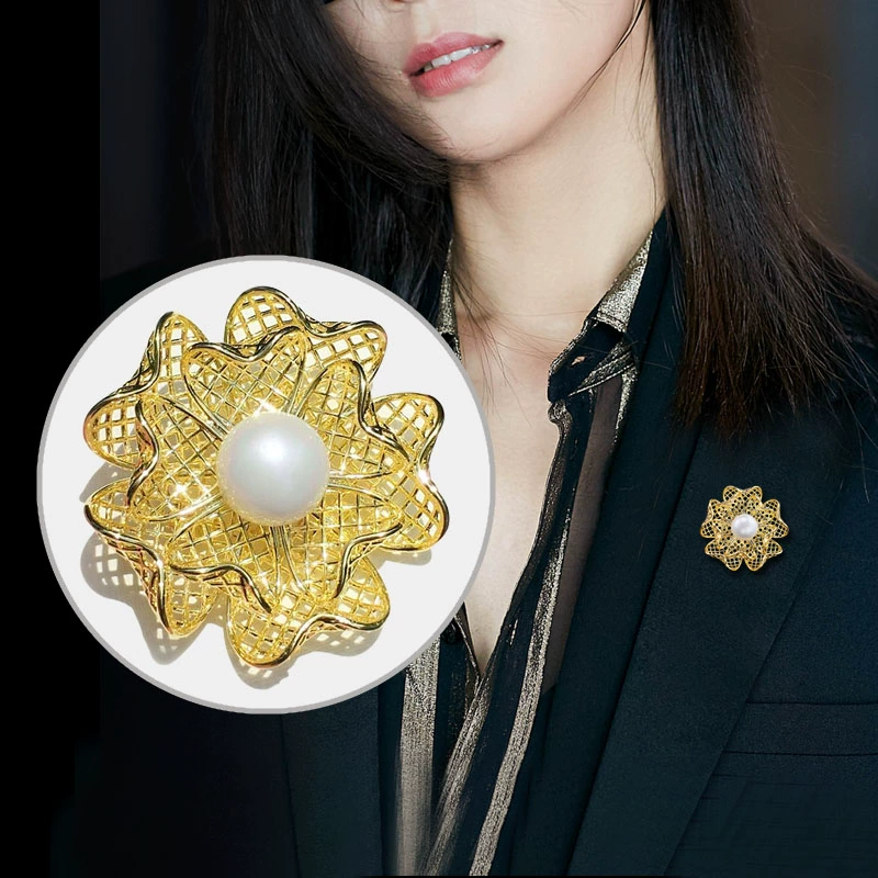 Cổ điển ngọc trai trâm cao cấp sườn xám corsage phụ nữ chống chói khóa phù hợp với đường viền cổ áo ghim quần áo khóa cố định phụ kiện - Trâm cài