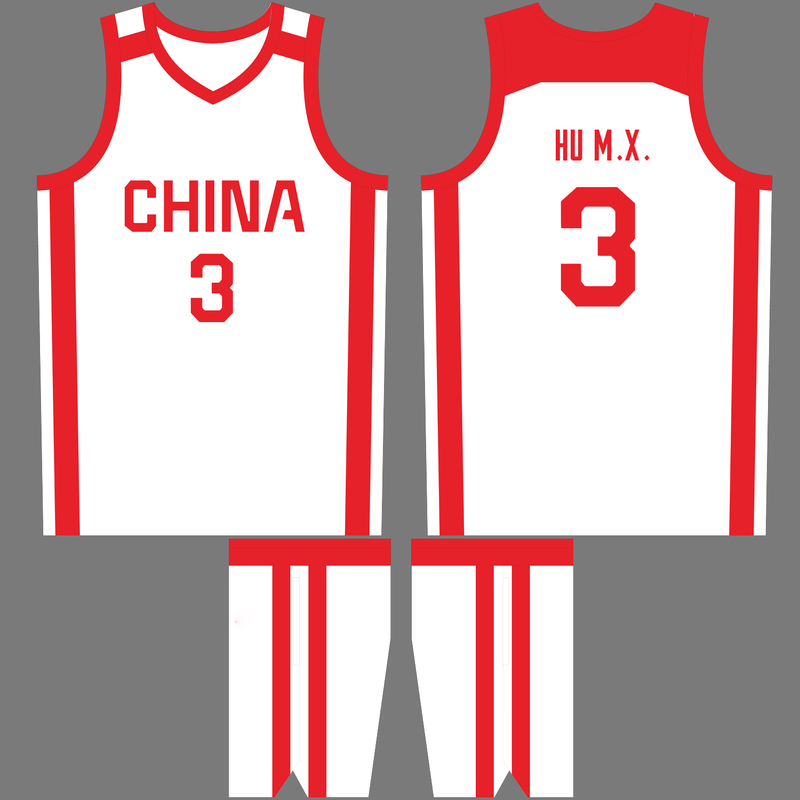 Chinese Men's Basketball Jerseys Zhao Rui No. 8, Hu Mingxuan No. 3, Liao San Ning No. 3, Wang Junjie No. 10, China Basketball Team Uniforms