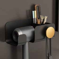 Hair Dryer Holder, No-Drill Bathroom Hair Dryer Bracket, Toilet Wall-Mounted Storage Rack for Hair Dryer