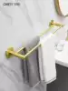 Free hole Nordic towel rack brushed gold towel bar Golden double rod toilet bathroom pendant Copper brushed process