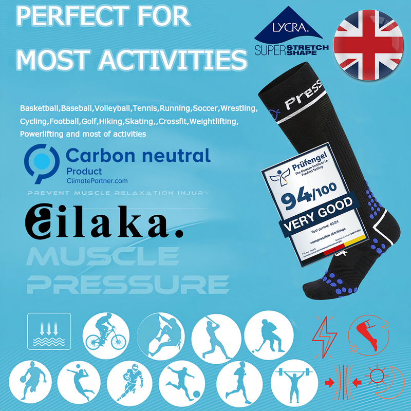 Ailaka British Competition-Level Professional Cycling Compression Socks Sports Compression Socks Marathon Socks Running Socks for Men and Women