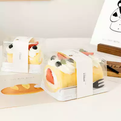 Japanese net celebrity hug roll Cake roll Swiss roll Towel roll Transparent box Rectangular baking box 50 sets