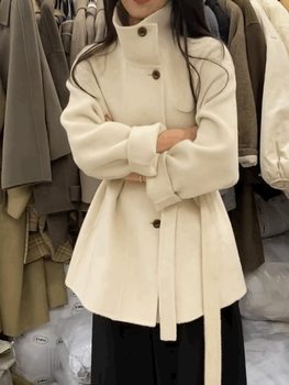 高端双面羊绒大衣女秋冬2025年新款中长款小个子气质立领羊毛外套