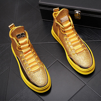 European Station Men Shoes Spring New Interior Heightening Golden Shoes Men Trends 100 Hitch High Help Board Shoes Tide Man Martin Boots