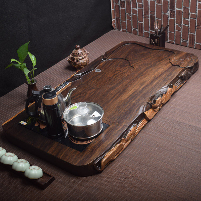 🍵古韵新潮！整块乌檀木实木茶盘烧水全自动一体功夫茶具，让你的茶艺升格为艺术品🎨-茶盘-淘宝好物网