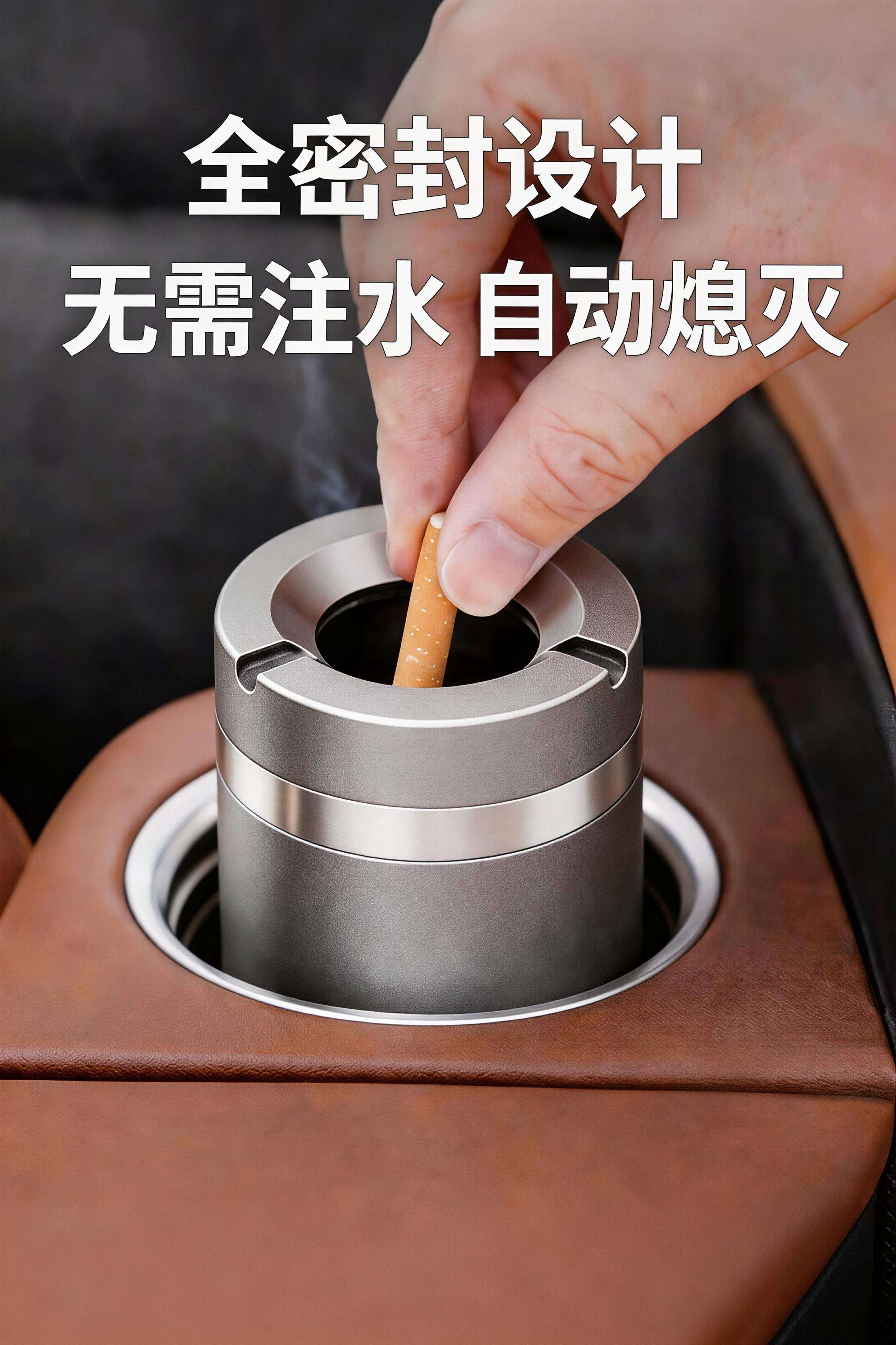 New aluminum alloy car ashtray, sealed and rotating, anti-spill, thickened, creative design for car and commercial use
