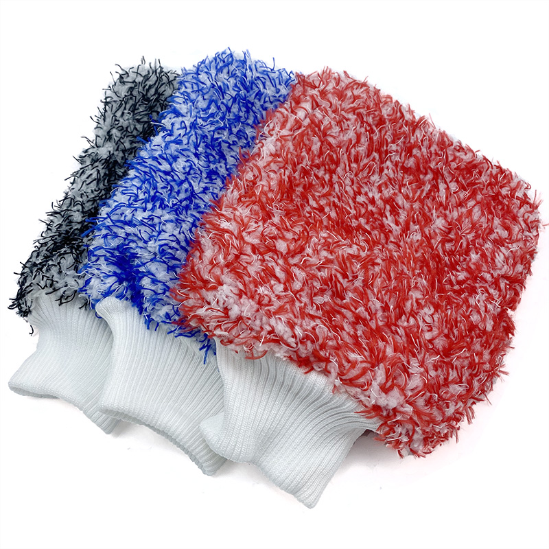 New car beauty microfiber car wash gloves, foaming and wiping, double-sided long velvet absorbent durable cleaning gloves