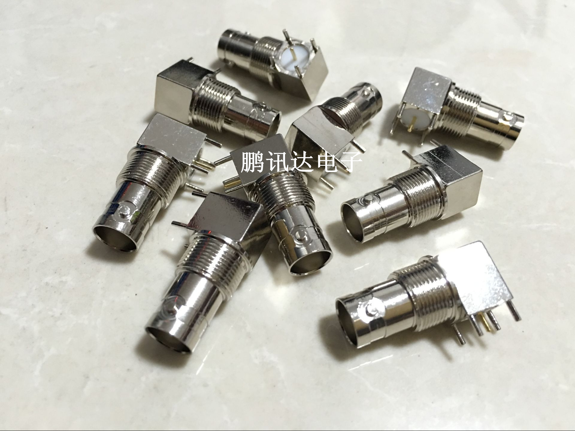 All copper BNC connector 90 degree elbow PCB line plug board with right angle Q9 female sub-female head video welding head