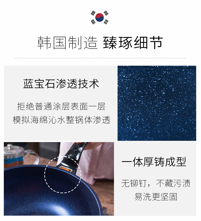 Highcook Hanku Hàn Quốc nhập khẩu nồi sapphire nồi cảm ứng wok không dính chảo nhà xoong